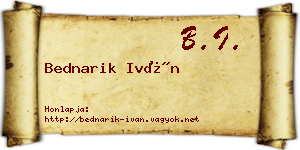 Bednarik Iván névjegykártya